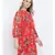 Chilly red floral printed casual women tie knot dress