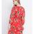 Chilly red floral printed casual women tie knot dress