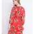 Chilly red floral printed casual women tie knot dress