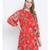 Chilly red floral printed casual women tie knot dress