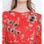 Chilly red floral printed casual women tie knot dress