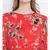 Chilly red floral printed casual women tie knot dress