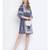 Blowsy blue graphic printed casual women tie knot  dress