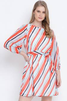 Vivid bright colorful casual women tie knot dress