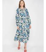 British Florals Blue Women's Layered Maxi Dress