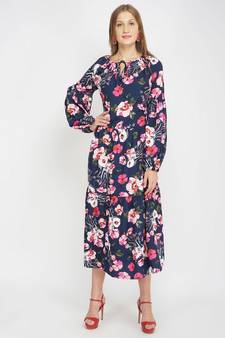 Fresh Florals Navy Women's Layered Maxi Dress