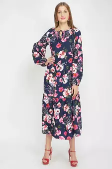 Fresh Florals Navy Women's Layered Maxi Dress