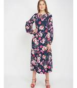 Fresh Florals Navy Women's Layered Maxi Dress