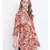 Rushed red  printed  causal tunic