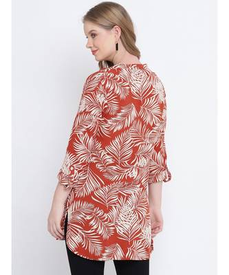 Rushed red  printed  causal tunic 4