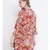 Rushed red  printed  causal tunic