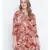 Rushed red  printed  causal tunic
