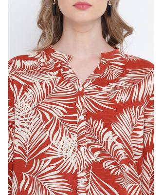 Rushed red  printed  causal tunic 6