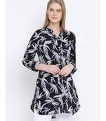 Sensational black lavender print casual tunic