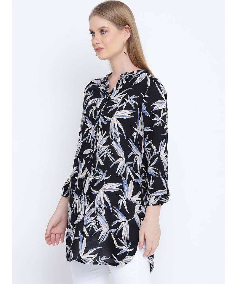 Sensational black lavender print casual tunic
