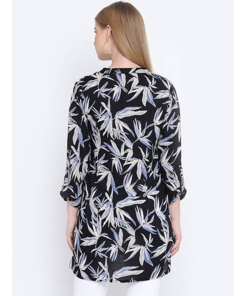 Sensational black lavender print casual tunic