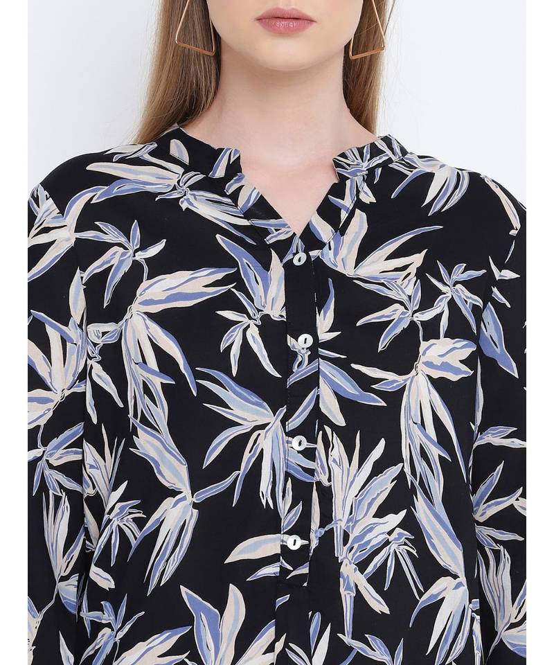 Sensational black lavender print casual tunic