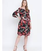 Blazzy indigo floral printed  bardot women casual dress