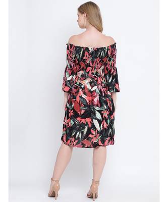 Blazzy indigo floral printed  bardot women casual dress 4