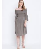 Glamorious grey solid bardot women casual dress