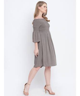 Glamorious grey solid bardot women casual dress 3