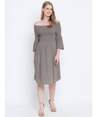 Glamorious grey solid bardot women casual dress 5