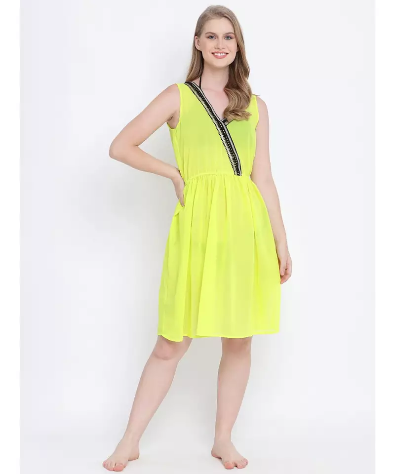 Radiant grand  Yellow Laced Beachwear Dress