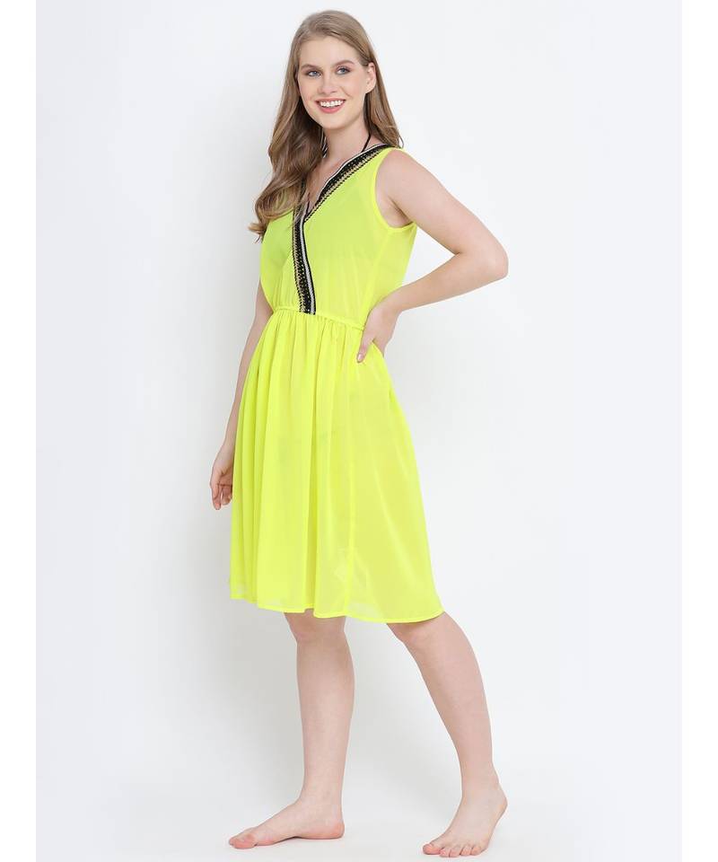 Radiant grand  Yellow Laced Beachwear Dress