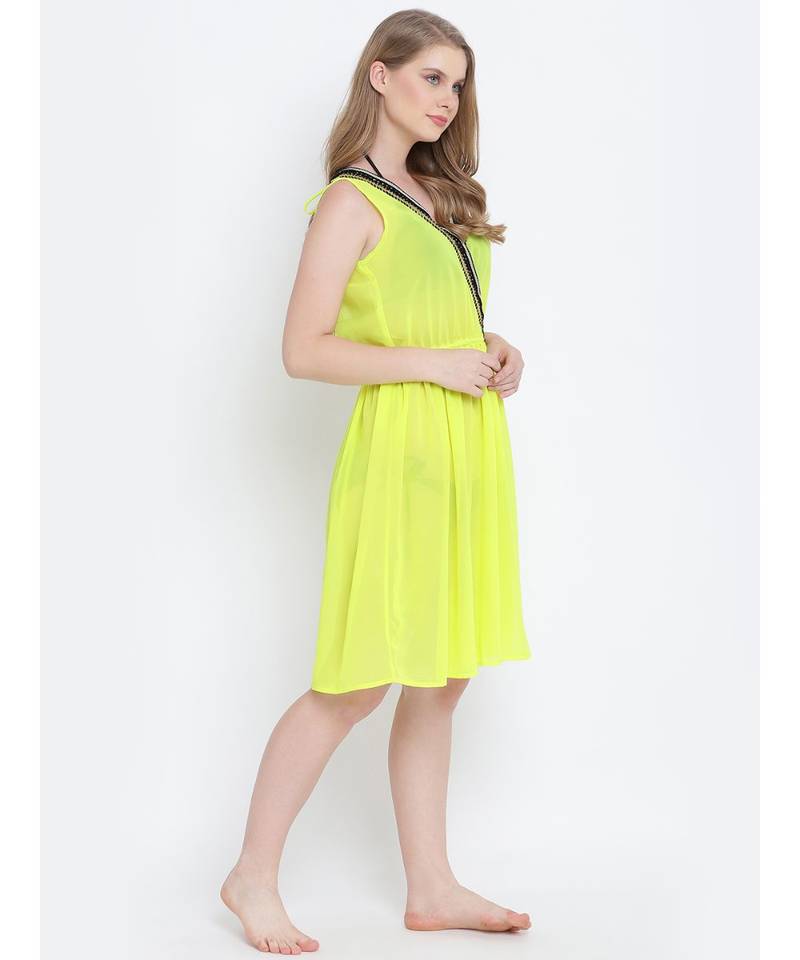 Radiant grand  Yellow Laced Beachwear Dress