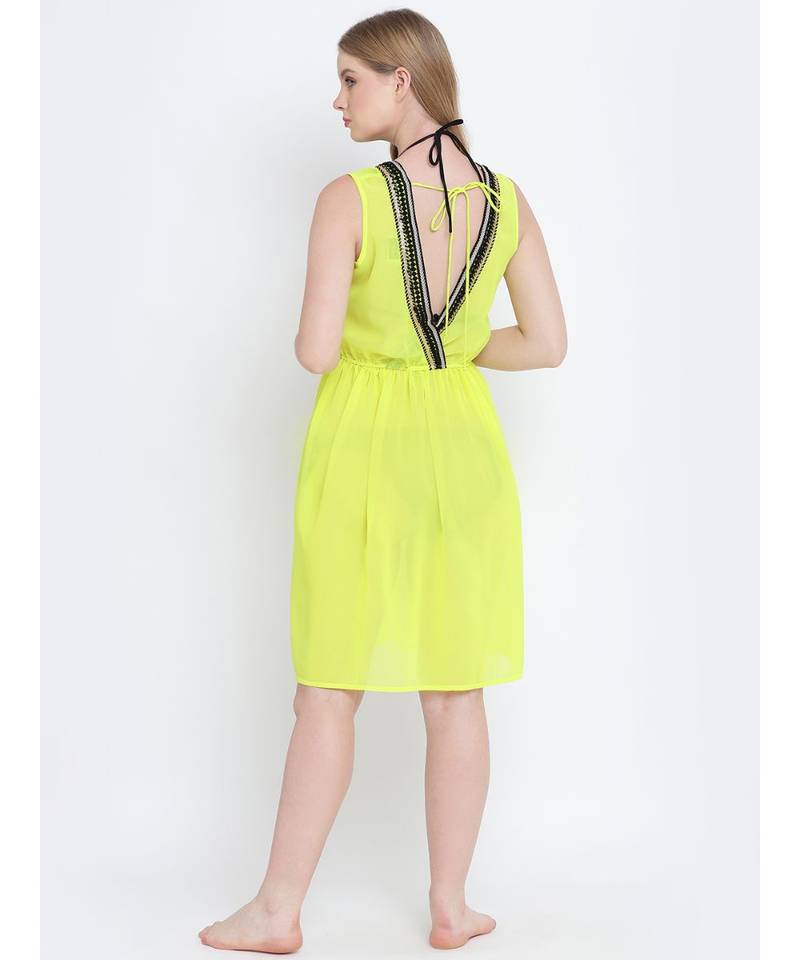 Radiant grand  Yellow Laced Beachwear Dress