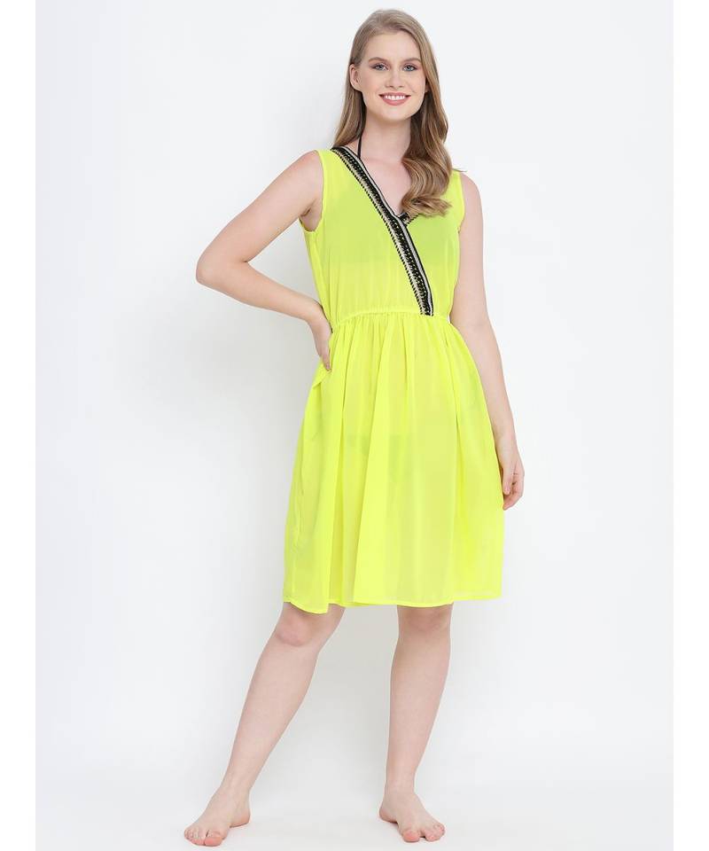 Radiant grand  Yellow Laced Beachwear Dress