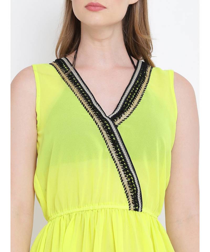 Radiant grand  Yellow Laced Beachwear Dress