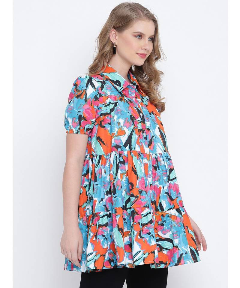 Cheerful bright mutlticolour casual women top