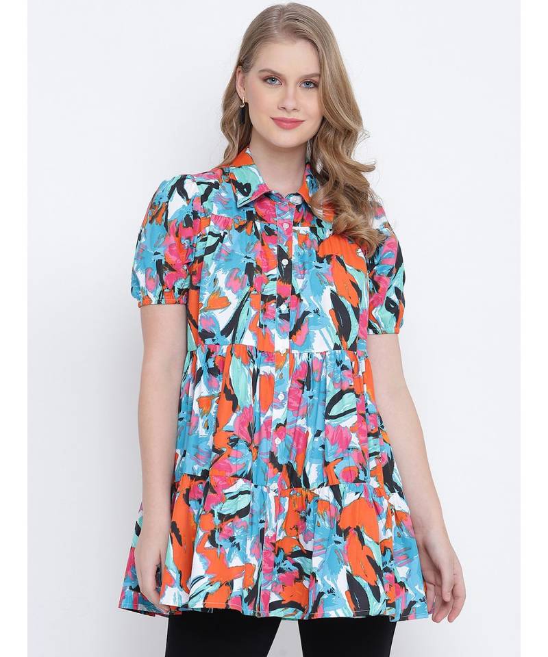 Cheerful bright mutlticolour casual women top