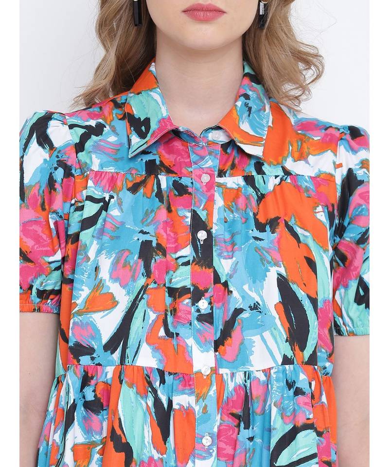 Cheerful bright mutlticolour casual women top