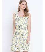 Oxolloxo solid streak yellow knot up dress for women