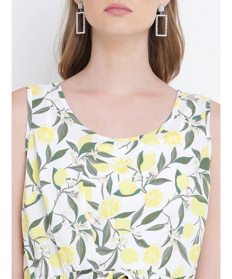 Oxolloxo solid streak yellow knot up dress for women