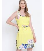 Bedazzle yellow knot up women dress