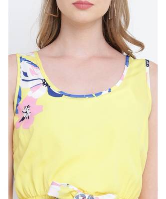 Bedazzle yellow knot up women dress 6