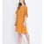Majestic mustard laced up women nightwear dress