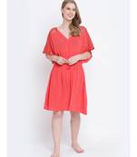 Shapple red  laced up women nightwear dress