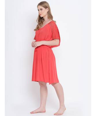Shapple red  laced up women nightwear dress 2