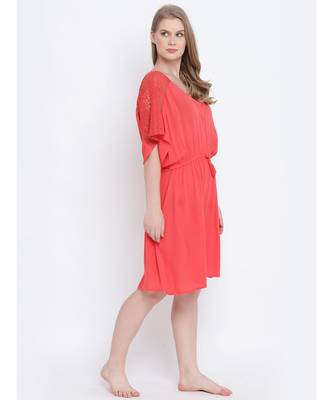 Shapple red  laced up women nightwear dress 3