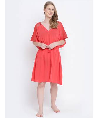 Shapple red  laced up women nightwear dress 5
