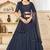 Navy-blue embroidered georgette semi stitched lehenga
