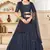 Navy-blue embroidered georgette semi stitched lehenga