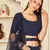 Navy-blue embroidered georgette semi stitched lehenga