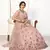 Pink embroidered net semi stitched wedding lehenga