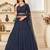 Navy-blue embroidered georgette semi stitched lehenga