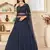Navy-blue embroidered georgette semi stitched lehenga